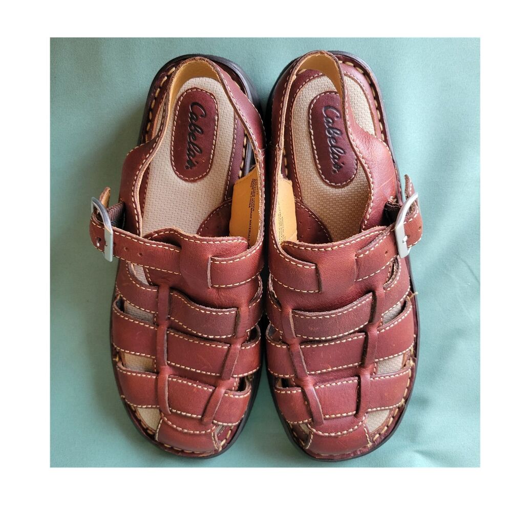 Cabela's Women's Brown Leather Fisherman Sandals Size 7M Adjustable Strap